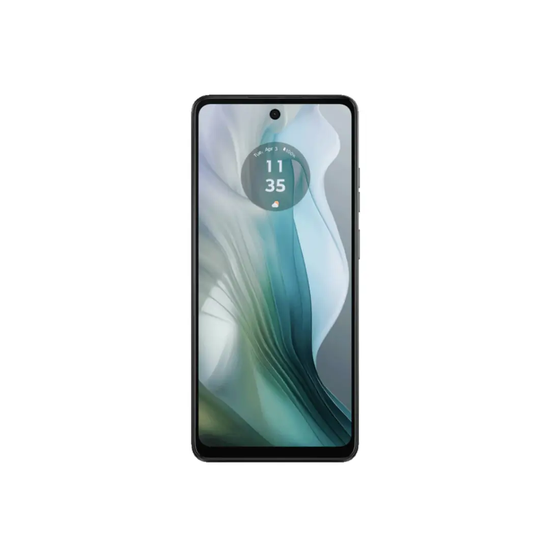 Vista principal del Smartphone Motorola E-14 con pantalla de 6.56 pulgadas, 2GB de RAM, 64GB de almacenamiento y cámara de 13MP en color gris - Electrocash