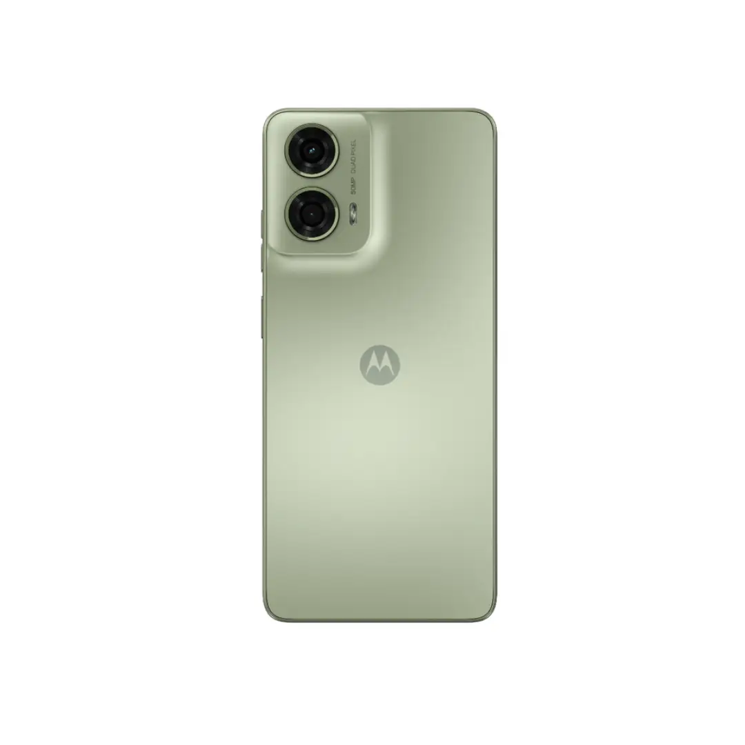Vista trasera del Smartphone Motorola G-24 con acabado en verde y diseño moderno - Electrocash