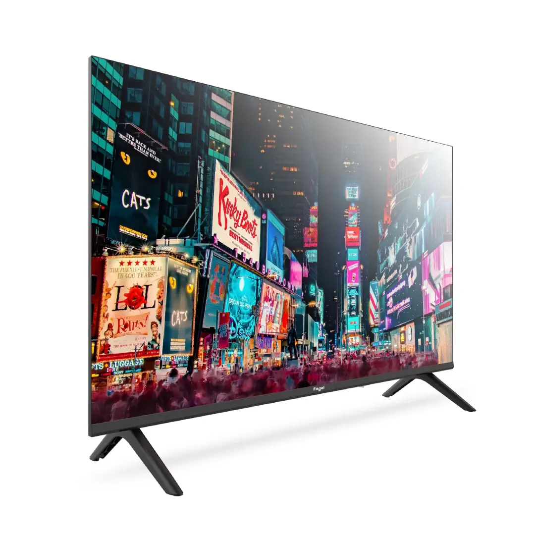 Vista lateral de la Smart TV Engel LE-3295QLED de 32", destacando su diseño moderno y características QLED para una visualización de alta calidad - Electrocash