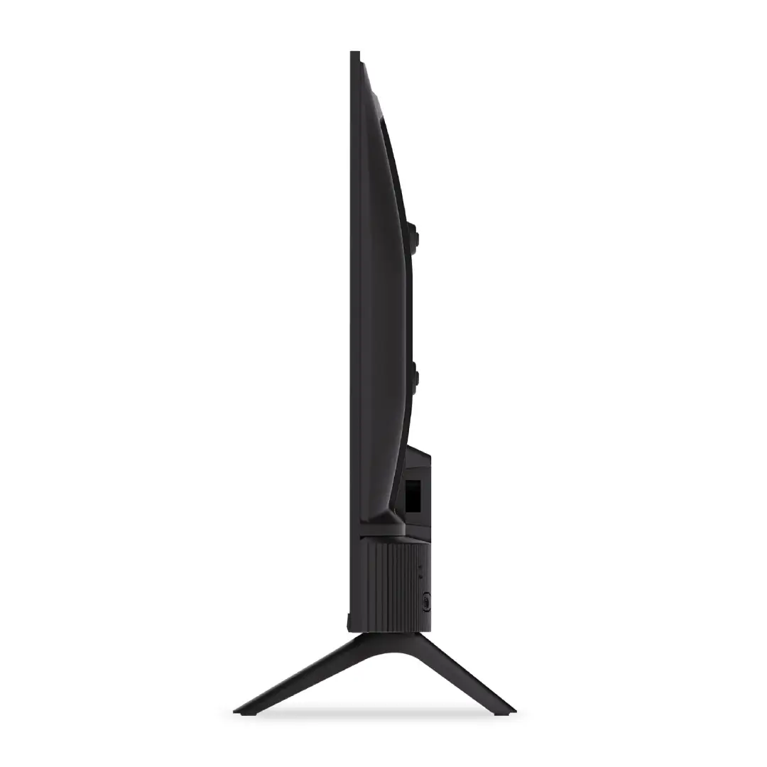 Vista lateral de la Smart TV Engel LE-3295QLED de 32", mostrando su perfil delgado y diseño elegante, perfecto para entornos hoteleros - Electrocash