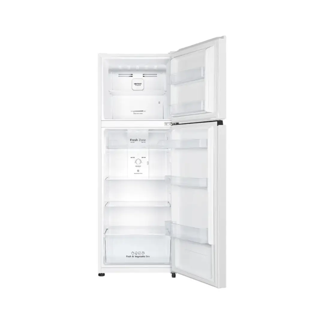 Interior del frigorífico Aspes AF-17600ENF de 2 puertas en color blanco, mostrando compartimentos y capacidad - Electrocash