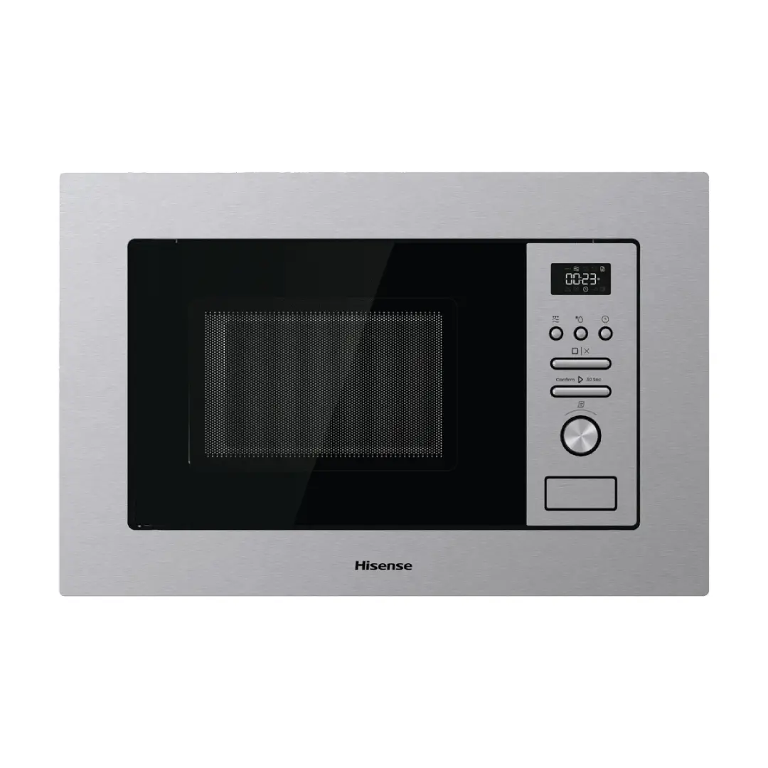 Microondas encastre BIM-320G41X de Hisense en acabado inox, con capacidad de 20 litros, ideal para cocinas modernas - Electrocash