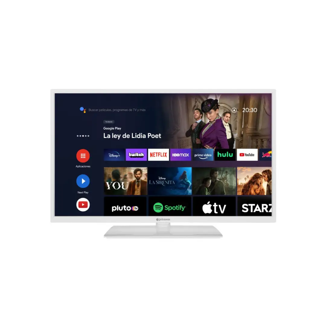 Televisor LED 32" Johnson J-32SWS blanco con Smart TV y conexión WiFi, ideal para disfrutar de tus contenidos favoritos en alta definición - Electrocash