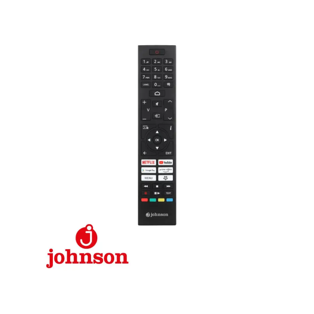 Mando a distancia del televisor LED 32" Johnson J-32SWS, compatible con funciones de Smart TV y control WiFi - Electrocash