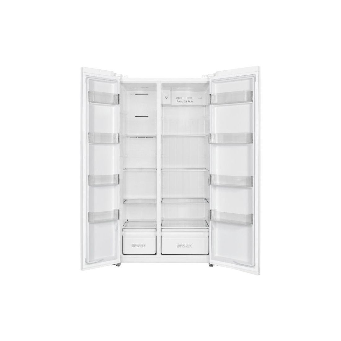 Interior del frigorífico americano RP-505SWE1 de TCL, con compartimentos amplios y bien organizados - Electrocash