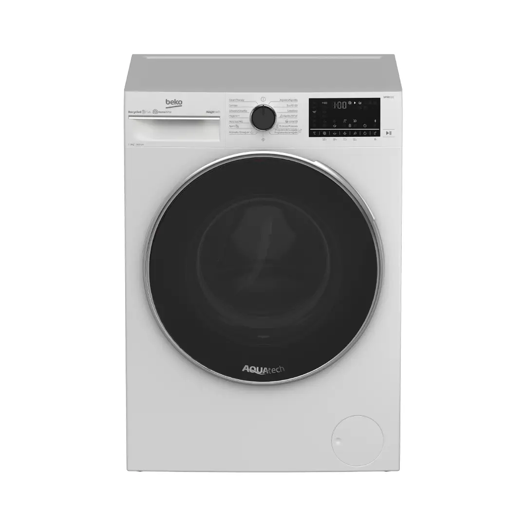 Lavadora blanca modelo B5WFT-59418W de Beko, eficiencia A, capacidad de 9 kg y velocidad de 1400 RPM - Electrocash