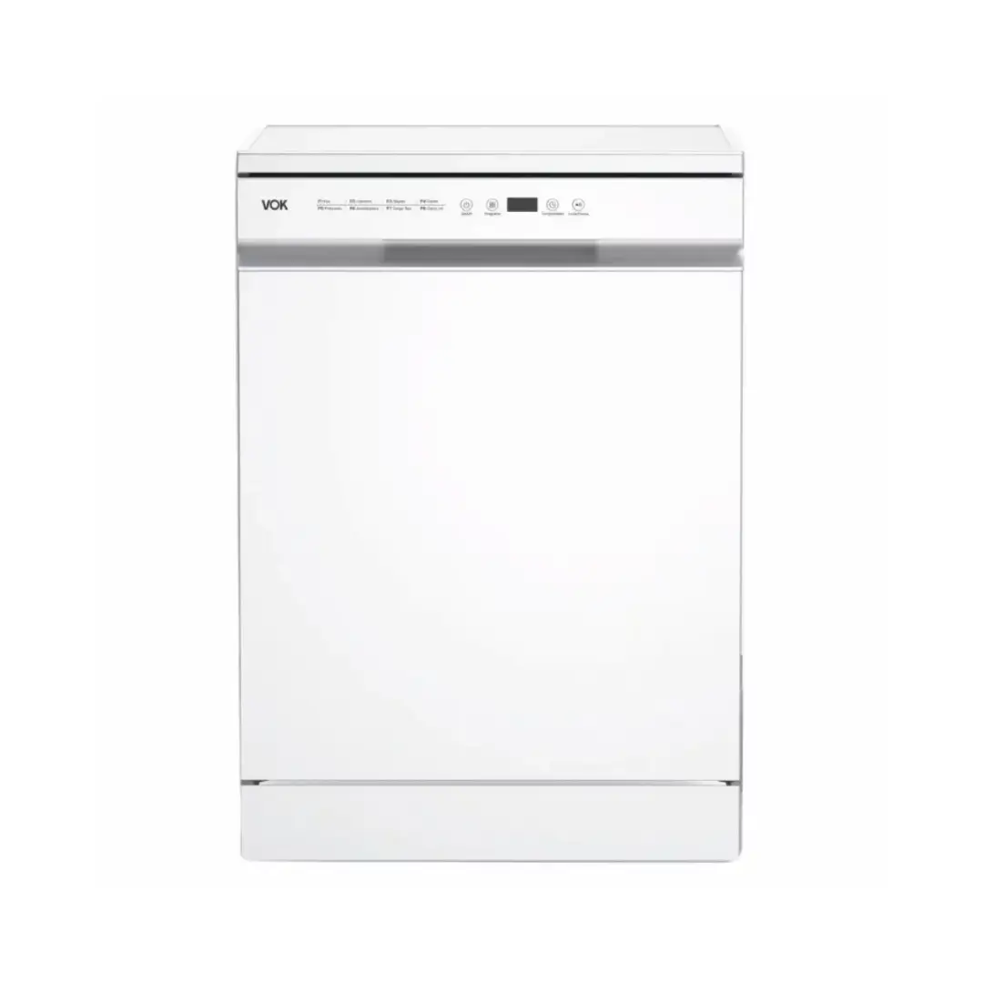 Lavavajillas VOK EVD-14FCWAD en color blanco, con capacidad para 14 cubiertos y 8 programas de lavado eficientes - Electrocash