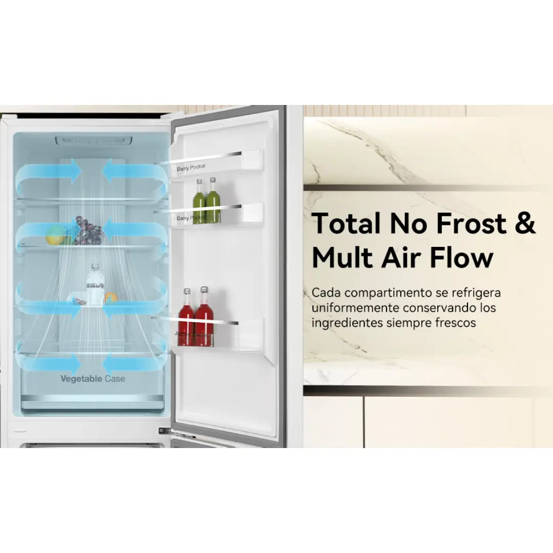 Sistema Total No Frost del frigorífico combi VOK EVR-310NEW que evita la acumulación de escarcha - Electrocash