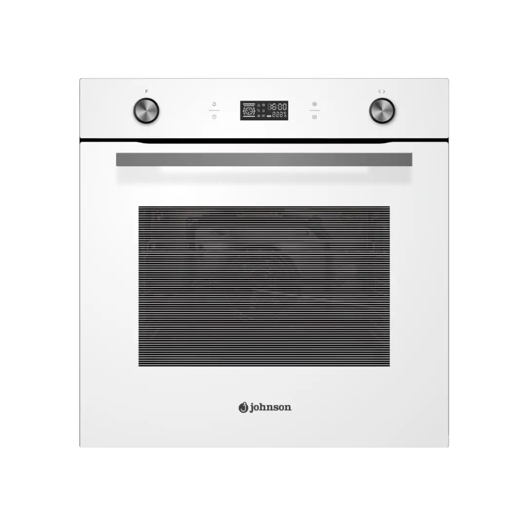 Horno multifunción Johnson JOR-70B en cristal blanco, con capacidad de 70 litros y 8 funciones de cocción para mayor versatilidad - Electrocash
