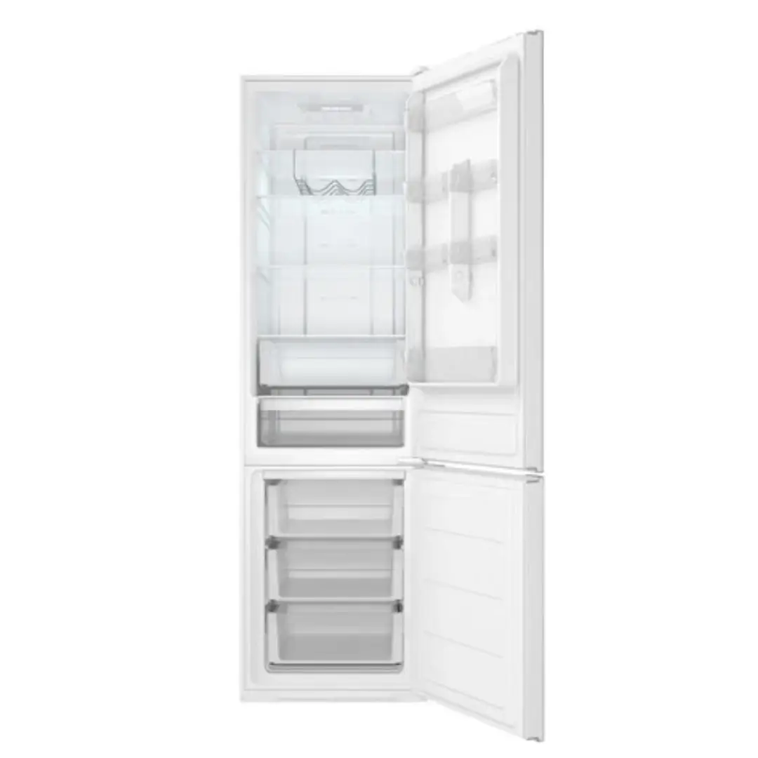 Interior del frigorífico combi Teka NFL-430S abierto, con estantes ajustables y cajones de conservación para una mejor organización - Electrocash