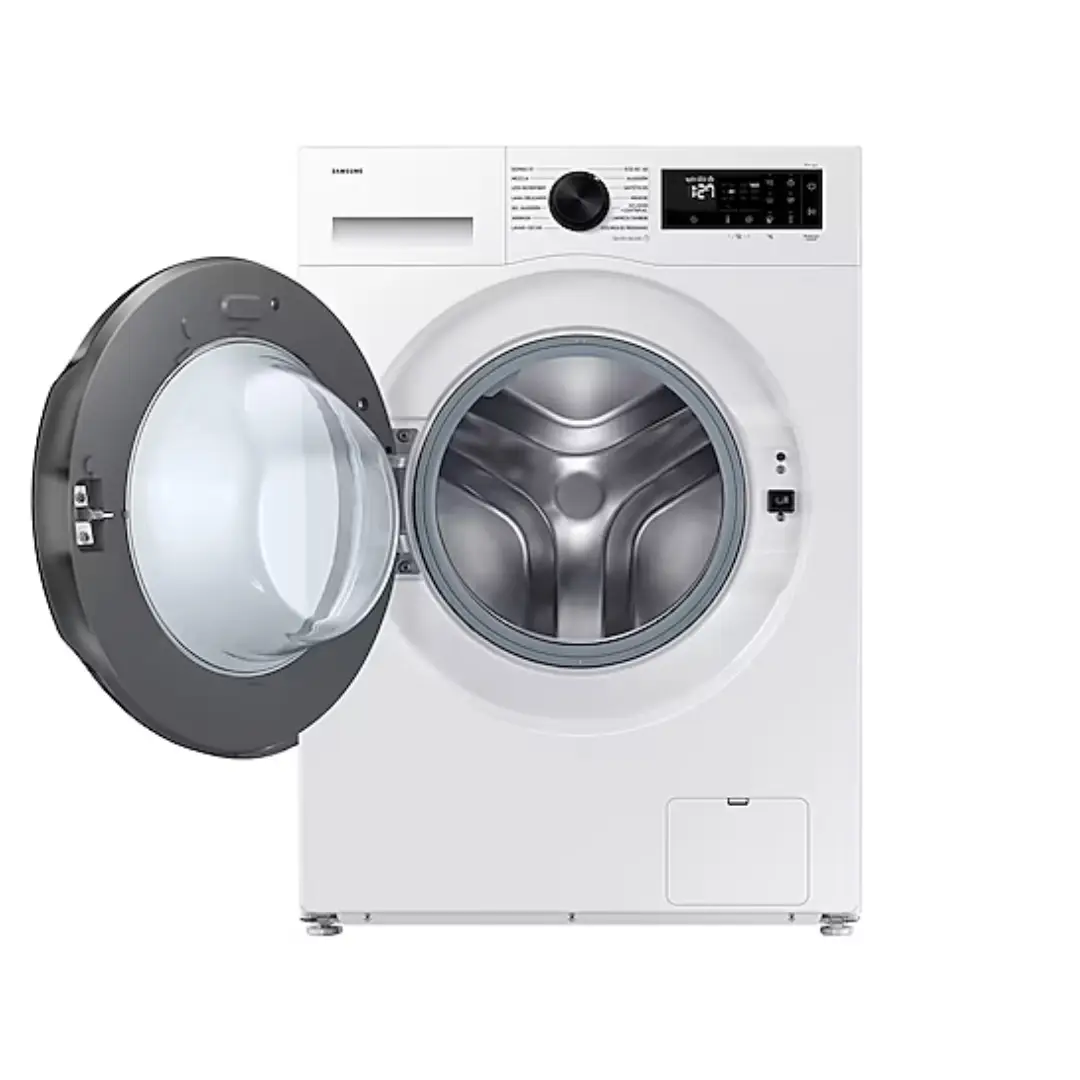 Vista abierta de la lavadora-secadora WD-11DG5B15BEEC de SAMSUNG, revelando su espacioso interior para lavado y secado - Electrocash
