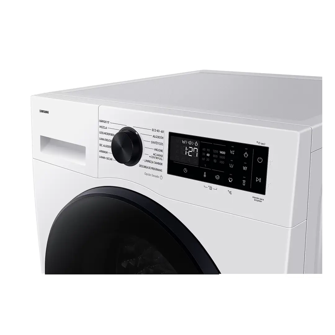 Detalle del panel de control de la lavadora-secadora WD-11DG5B15BEEC de SAMSUNG, destacando sus funciones y facilidad de uso - Electrocash