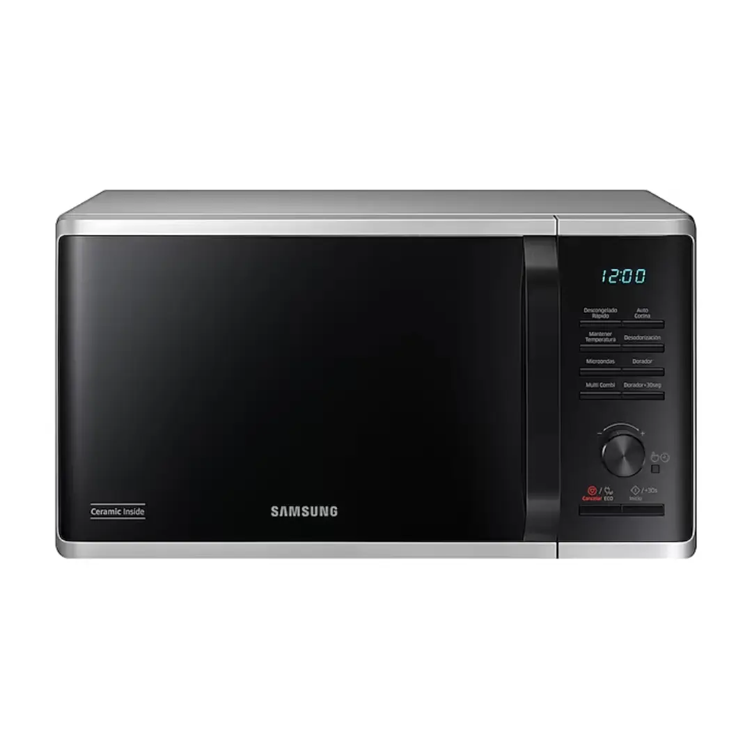 Microondas Samsung MG-23K3515AS/EC en color plata, con potencia de 800W, capacidad de 23L y función grill - Electrocash