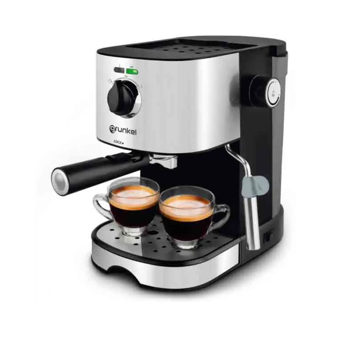 Cafetera espresso Grunkel CAFPRESO H-15 con 850W de potencia y 15 bares de presión, diseño en acero inoxidable para un café profesional en casa - Electrocash