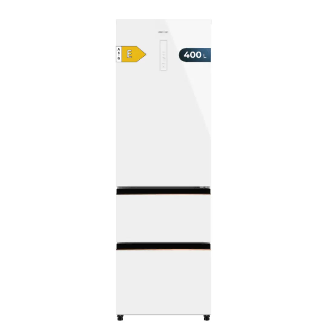 Frigorífico combi Cecotec 02082 FD White con diseño en cristal blanco, sistema French Door, tecnología No Frost y 191x60 cm de tamaño - Electrocash