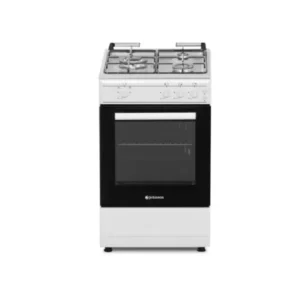 Cocina blanca COCI-50B3B de JOHNSON con 4 fuegos y horno a gas butano, ideal para cocinas compactas - Electrocash