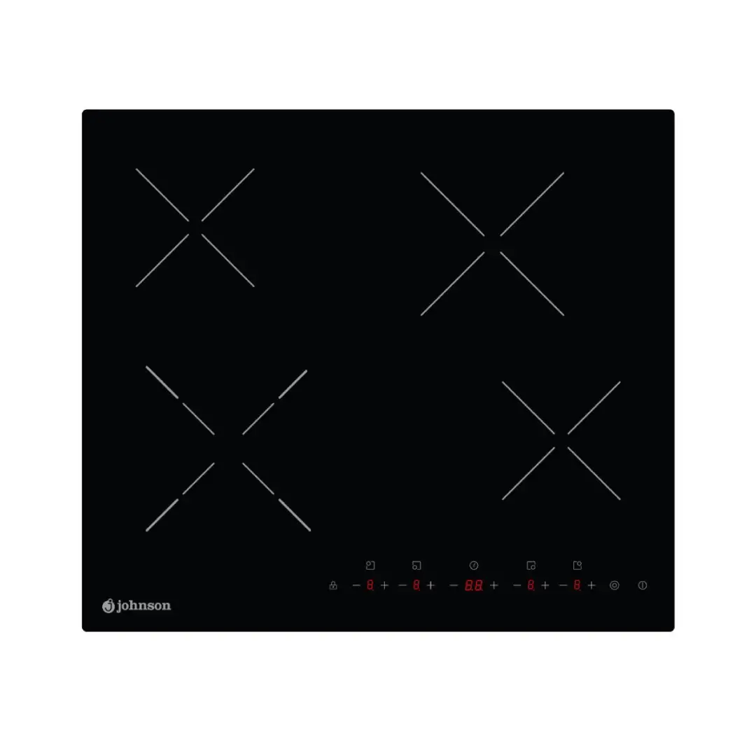 Placa vitrocerámica JVICA-4201 de JOHNSON con 4 zonas de cocción, 7 kW de potencia y doble zona de 23 cm para mayor versatilidad - Electrocash