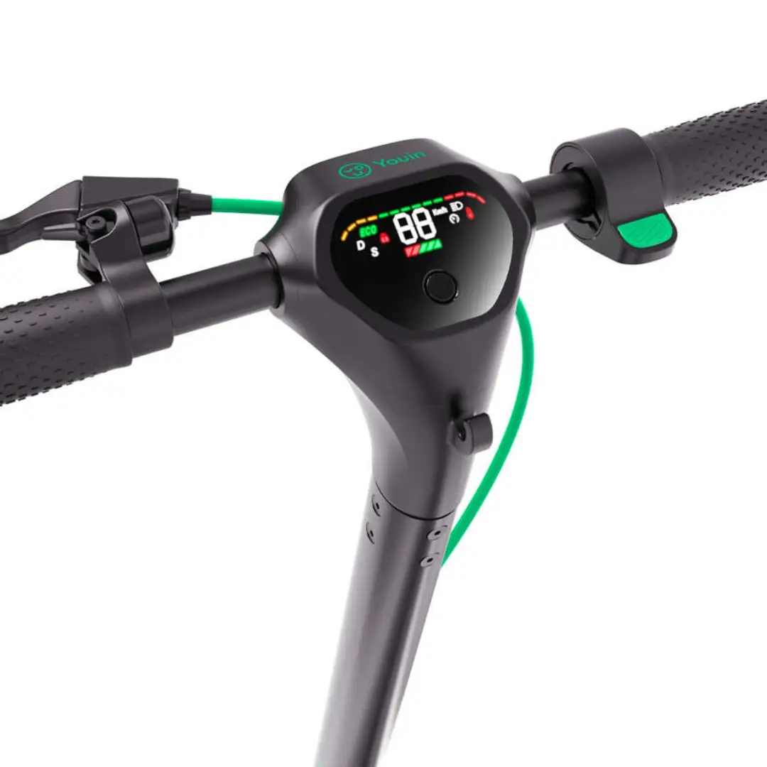 Panel de control del patinete eléctrico YOUIN SC-4001 XL2, con pantalla digital que muestra velocidad, batería y modos de conducción - Electrocash