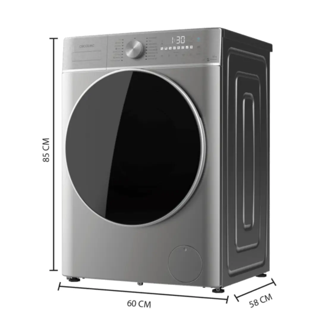 Medidas de la lavadora Cecotec DressCode 1080, con un diseño optimizado para adaptarse a diferentes espacios sin perder capacidad de carga - Electrocash