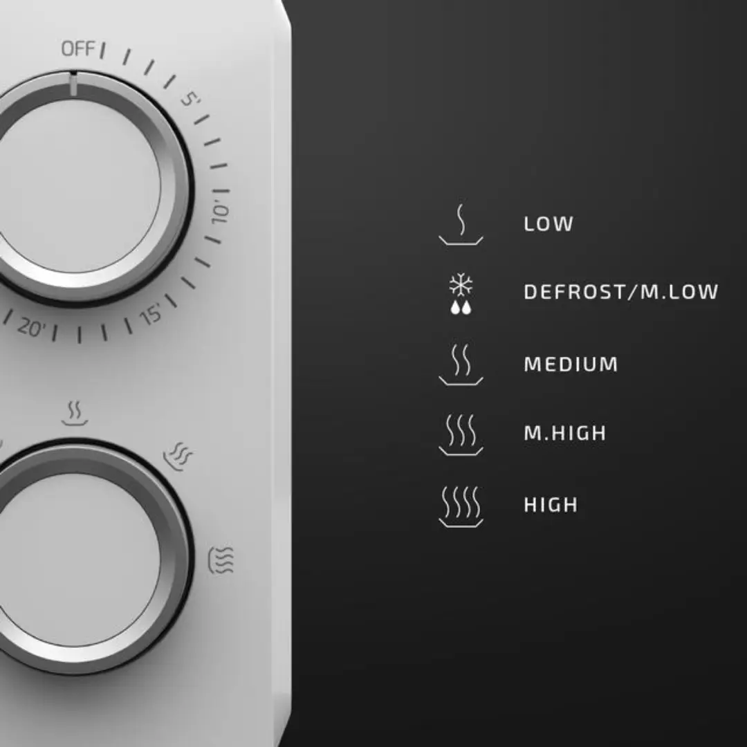 Detalle del panel de control del microondas Cecotec 01522 ProClean 3010, con botones de fácil acceso para configurar programas de cocción y potencia - Electrocash