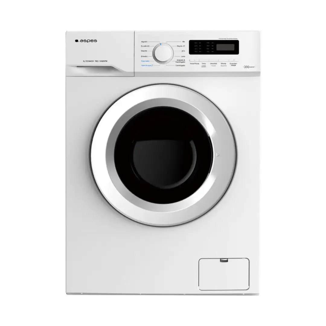 Lavadora Aspes AL-7203AIDV con capacidad de 7 kg, 1200 RPM de centrifugado y clasificación energética A, ideal para un lavado eficiente y económico - Electrocash
