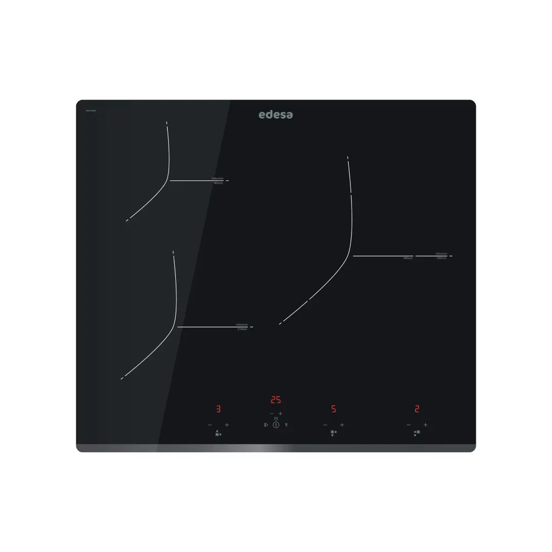 Placa de inducción EDESA EIT-6329B de 60 cm con 3 zonas de cocción y 7.1kW de potencia, ideal para un cocinado rápido, preciso y eficiente - Electrocash
