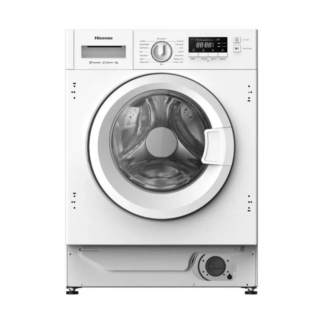 Lavadora integrable Hisense WF3M-841BWIES de 8 kg, 1400 rpm, con tecnología Inverter y función vapor, perfecta para hogares modernos - Electrocash