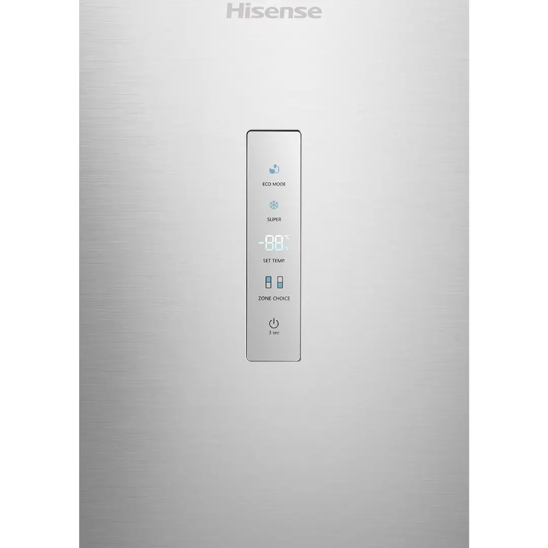Primer plano del panel de control digital del frigorífico Hisense RB-372N4CCD, con funciones intuitivas para un manejo preciso - Electrocash
