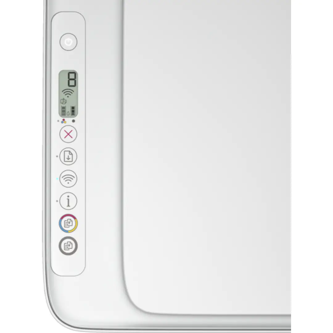Detalle de los botones y controles de la impresora HP DeskJet 2810e, con indicadores LED y funciones accesibles - Electrocash