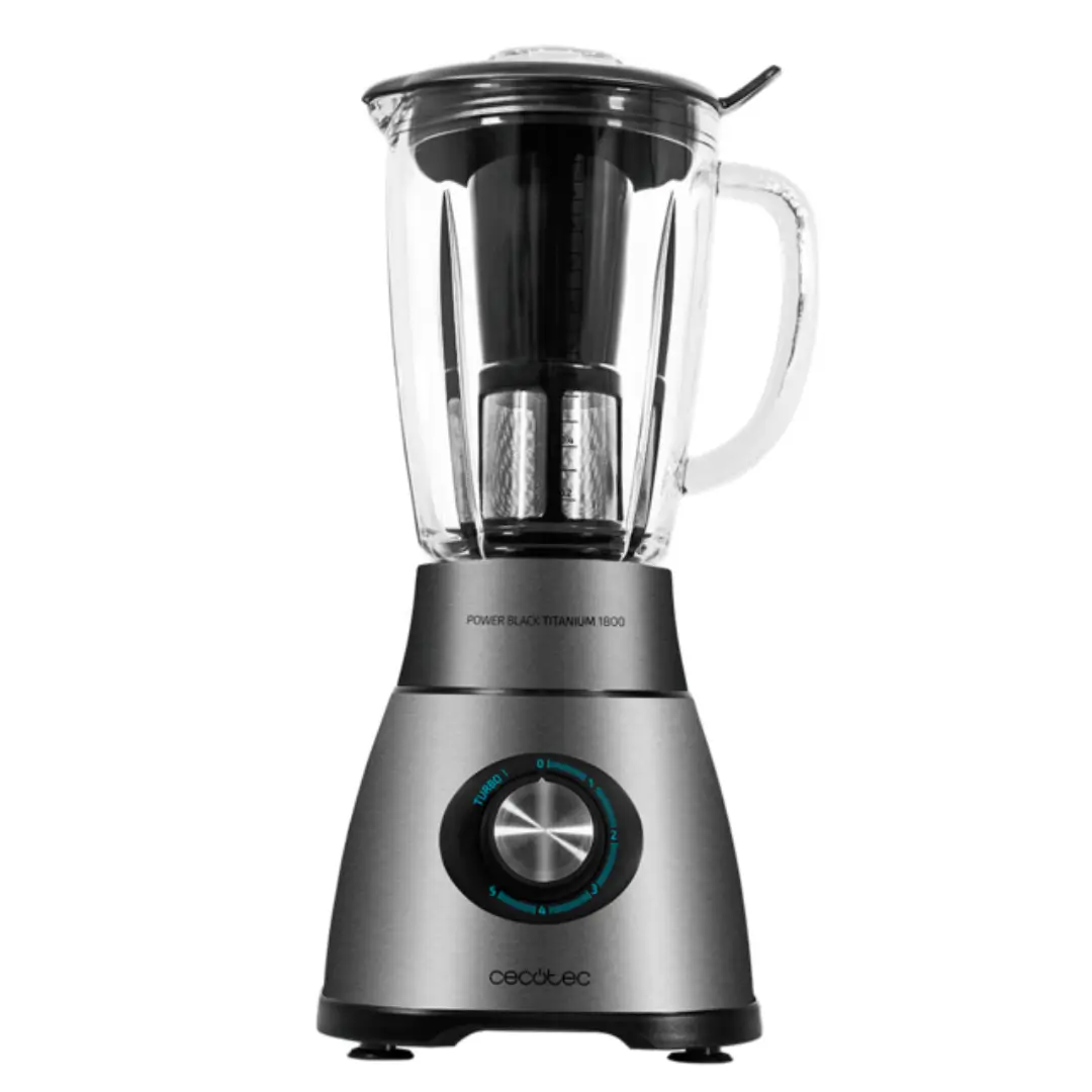 Imagen principal de la batidora de vaso Cecotec Power Black Titanium 2500MAX 1800W con jarra termorresistente de 2.1L – Electrocash