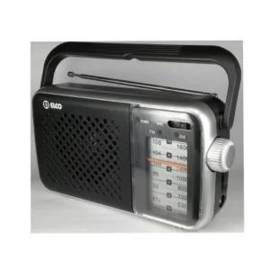 Transistor portátil ELCO PD-985N en gris y negro con sintonía analógica AM/FM y asa plegable ideal para llevar – Electrocash