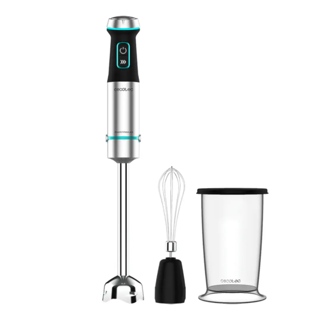 Imagen principal de la batidora de mano Cecotec Power TitanBlack 1200 XL Cream 1200W con vaso de 800 ml y varilla montaclaras – Electrocash