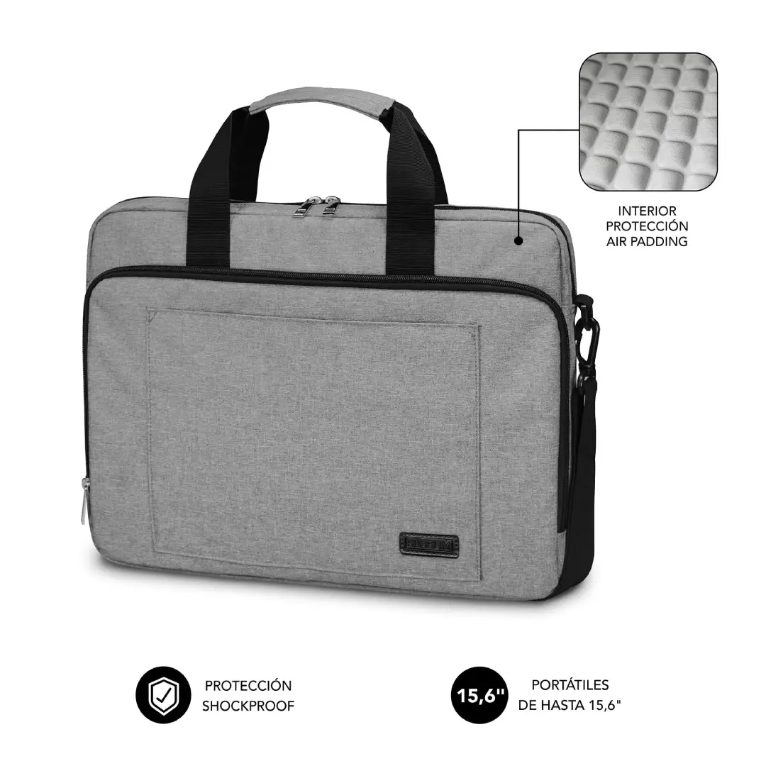 Vista principal del maletín para portátil Subblim Air Padding 15.6" en color gris burbujas, con diseño elegante y protección total – Electrocash