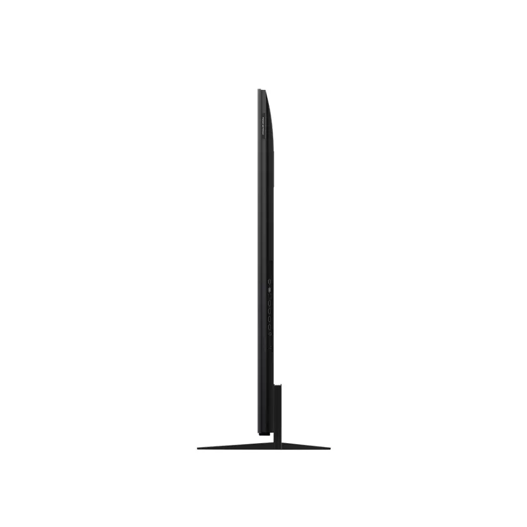 Vista lateral completa del televisor TCL 85C7K con perfil ultradelgado, ideal para montaje en pared o mueble bajo – Electrocash
