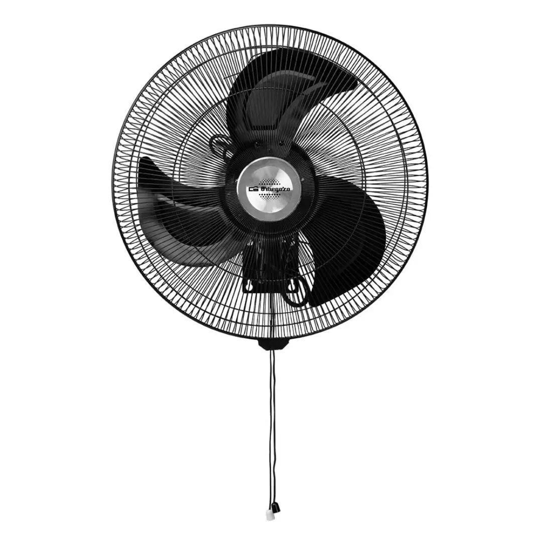 Vista frontal del ventilador de pared Orbegozo WF-1045 mostrando sus aspas y rejilla protectora – Electrocash