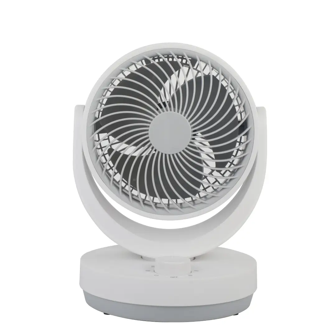 Ventilador de sobremesa Lagos Blanco Abrila con motor AC de 35W, 3 aspas y 3 velocidades, perfecto para refrescar tu hogar con estilo y eficiencia – Electrocash