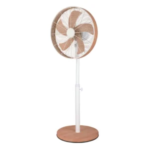 Ventilador de pie Alcañiz Blanco Abrila con 5 aspas, motor de 50W y 3 velocidades, diseñado para ofrecer un flujo de aire potente y uniforme – Electrocash