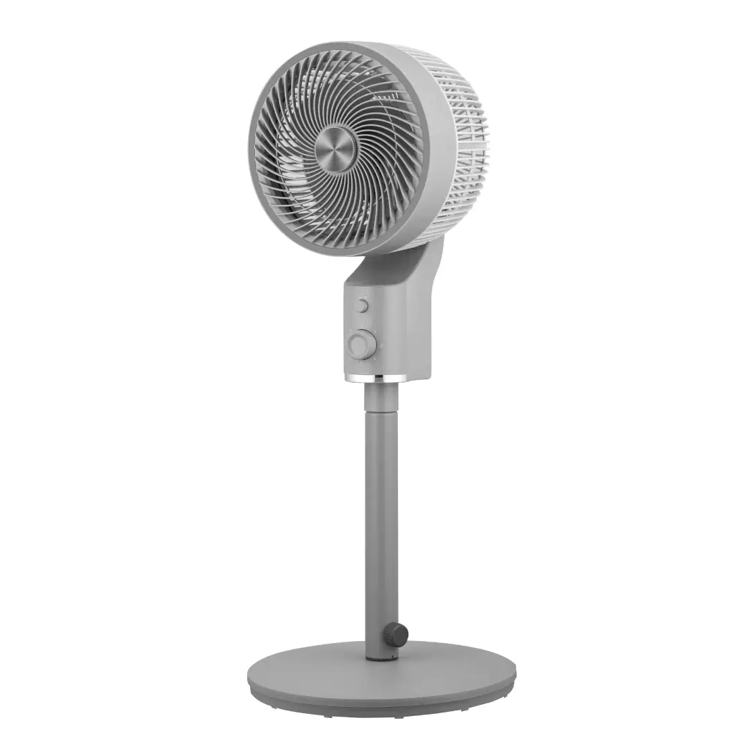 Ventilador de pie Tálamo Gris Abrila con motor de 50W, 3 aspas, 3 velocidades y altura regulable, ideal para una ventilación cómoda y adaptable – Electrocash