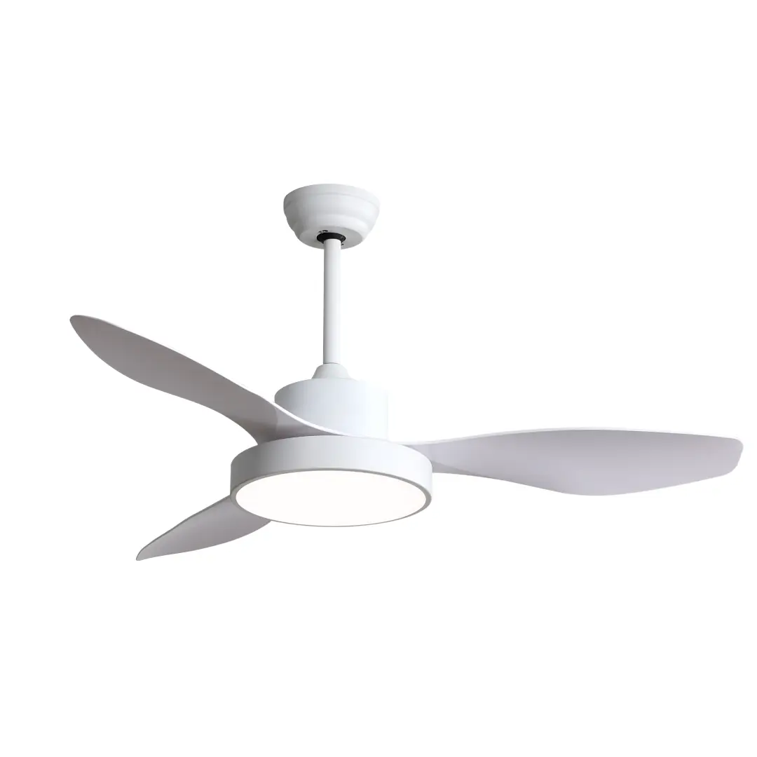 Ventilador de techo Hayate Blanco Abrila con motor DC de 48W, 120 cm de diámetro y luz LED incorporada para un ambiente fresco y luminoso | Electrocash