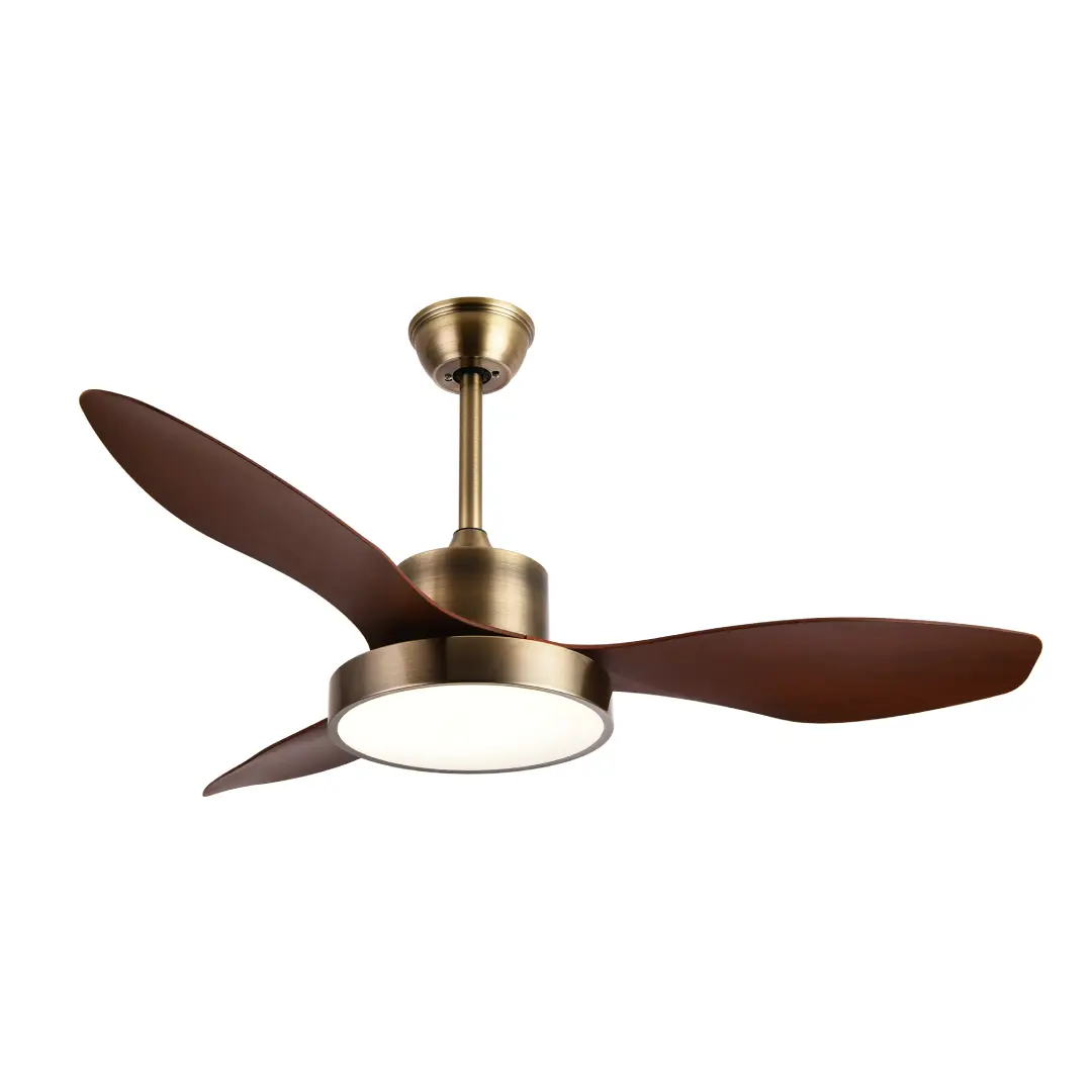 Ventilador de techo Hayate Cuero Abrila con motor DC de 48W, 120 cm de diámetro y luz LED integrada, ideal para decorar y refrescar tu espacio | Electrocash