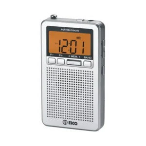 Radio portátil ELCO PD-988D en color plata con sintonizador AM/FM, pantalla LCD retroiluminada y función de autoapagado – Electrocash
