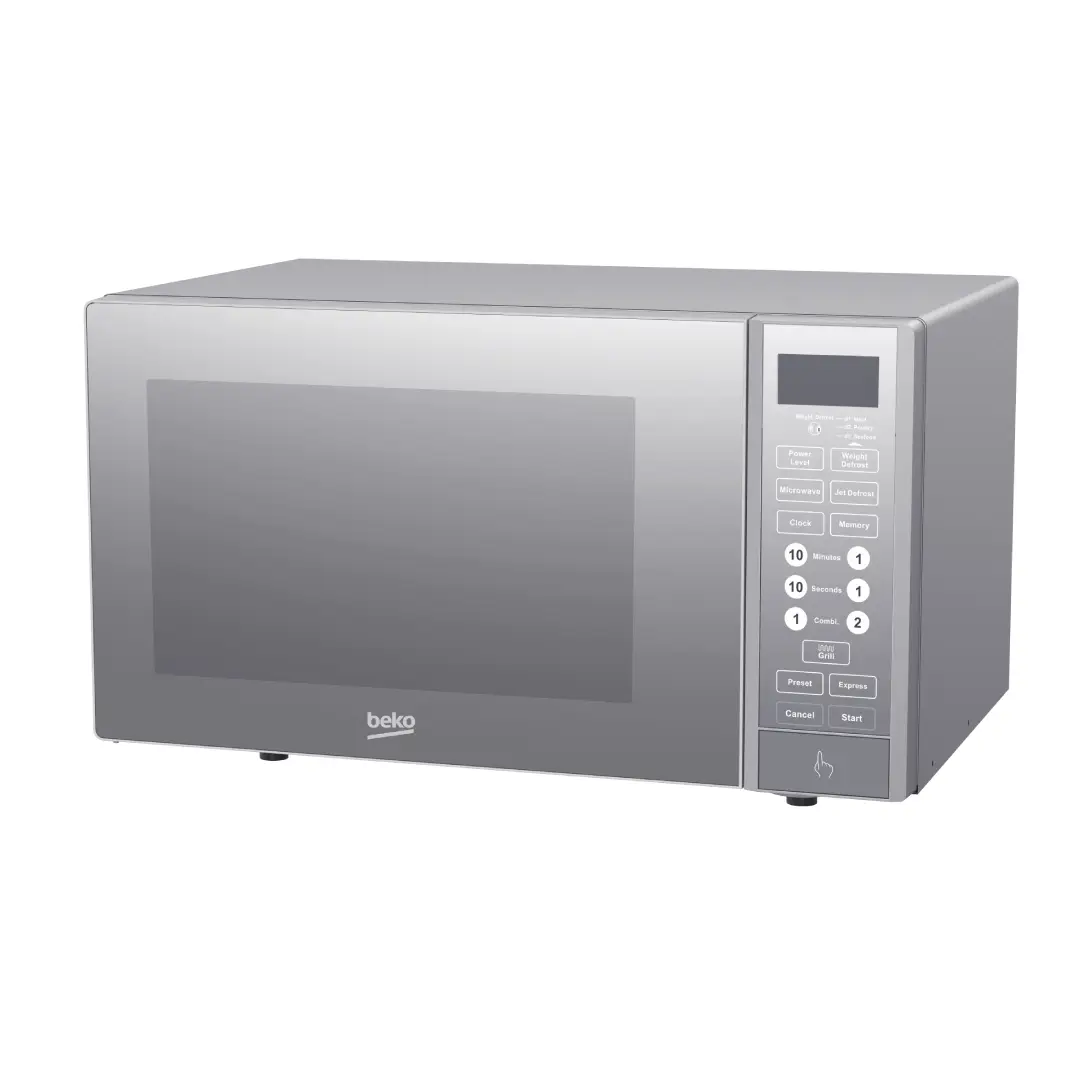 Microondas Beko MGF-23330S en color gris con grill, 23 litros de capacidad y 8 programas automáticos – Electrocash