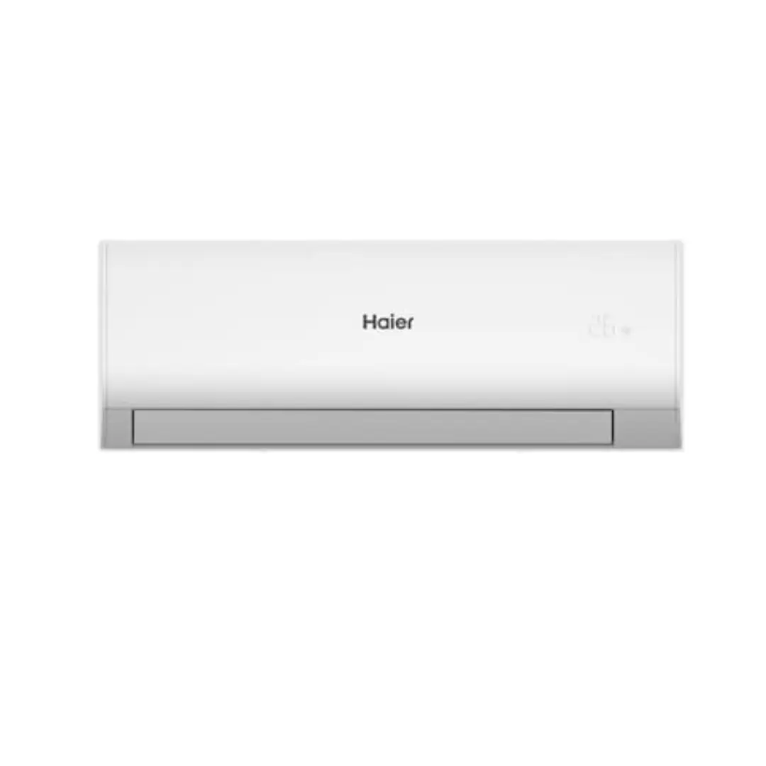 Vista frontal del split Haier TIDE R instalado en la pared con diseño compacto y elegante