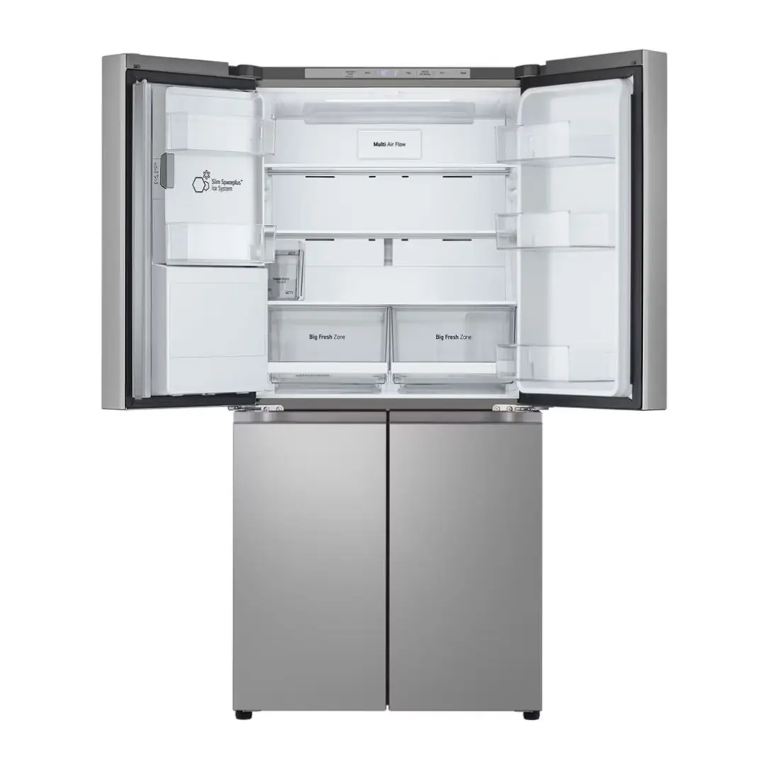 Interior vacío del frigorífico LG 4 puertas para apreciar su amplio espacio y estantes ajustables – Electrocash