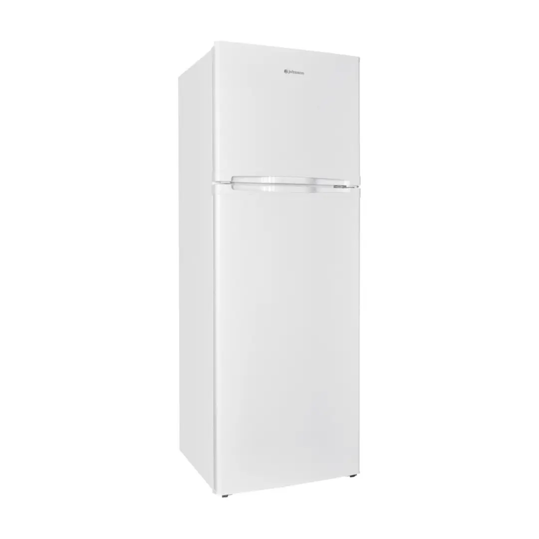 Imagen frontal del frigorífico 2 puertas JOHNSON JRD‑1706E en color blanco, diseño clásico y gran capacidad de 304 litros – Electrocash