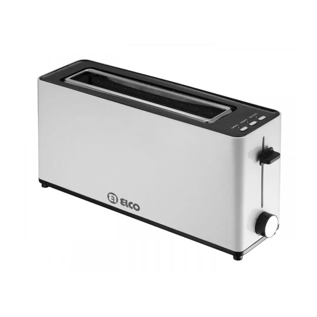 Vista principal del tostador ELCO PT-1079B con diseño compacto, ranura larga y funciones de recalentamiento – Electrocash