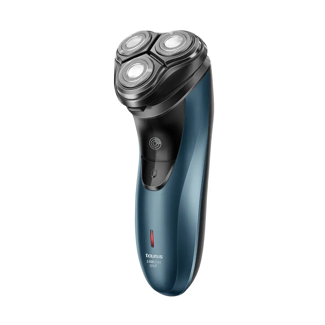 Imagen frontal de la afeitadora SHA-1201 Taurus mostrando diseño ergonómico y recortadora eficiente – disponible en Electrocash