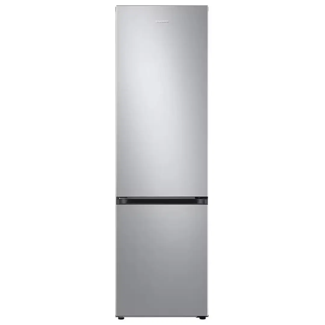 Imagen frontal del frigorífico combi Samsung RB-38C603DSA/EF en acero inoxidable, diseño elegante con tirador integrado – disponible en Electrocash