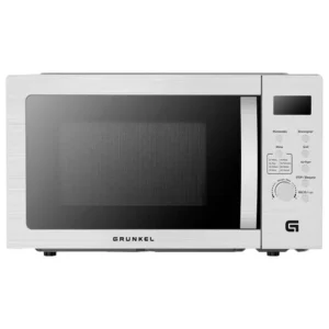 Imagen frontal del microondas Grunkel MW-28 Airfryer en acabado inox con capacidad de 28L y función 3 en 1: microondas, grill y freidora de aire – disponible en Electrocash