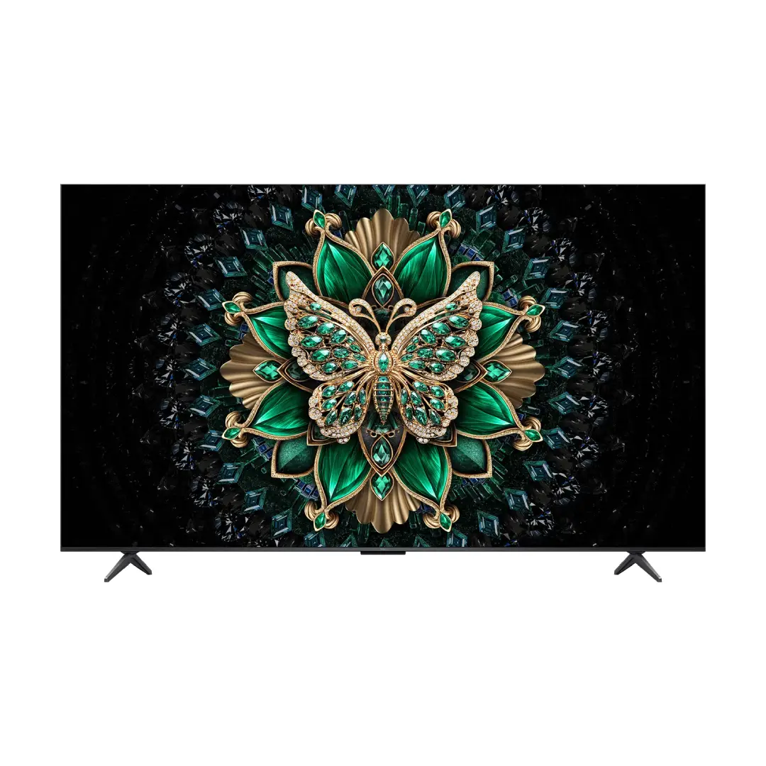 Imagen frontal del televisor TCL 65C6K de 65 pulgadas con tecnología QD-MiniLED y pantalla 4K Ultra HD – disponible en Electrocash